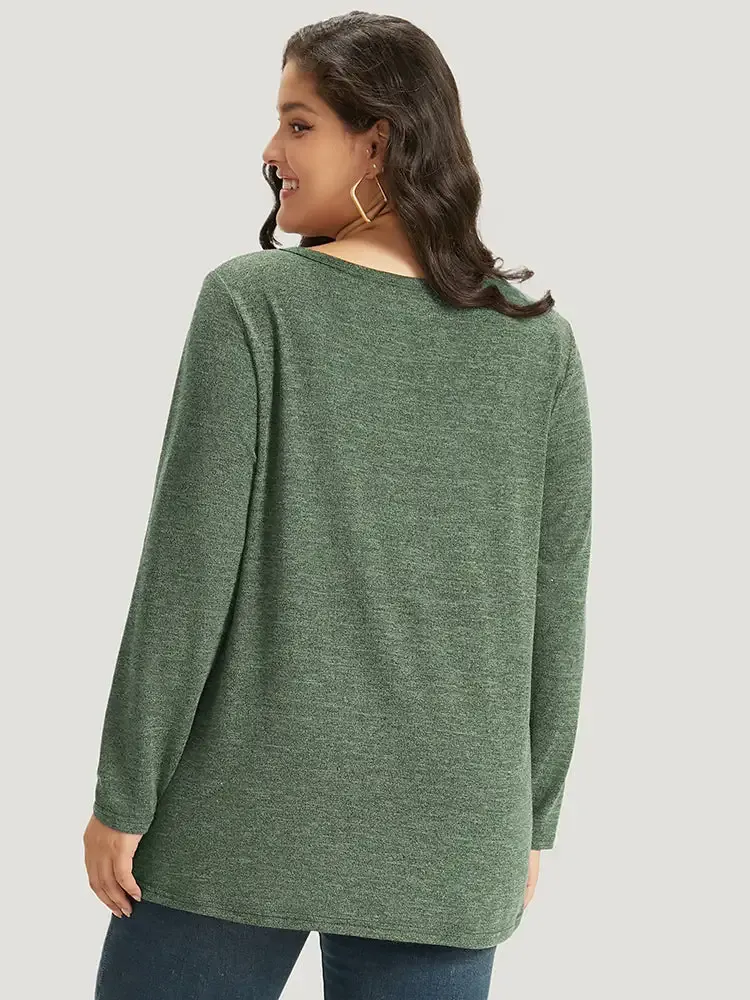 Heather Button Up Long Sleeve T-Shirt
