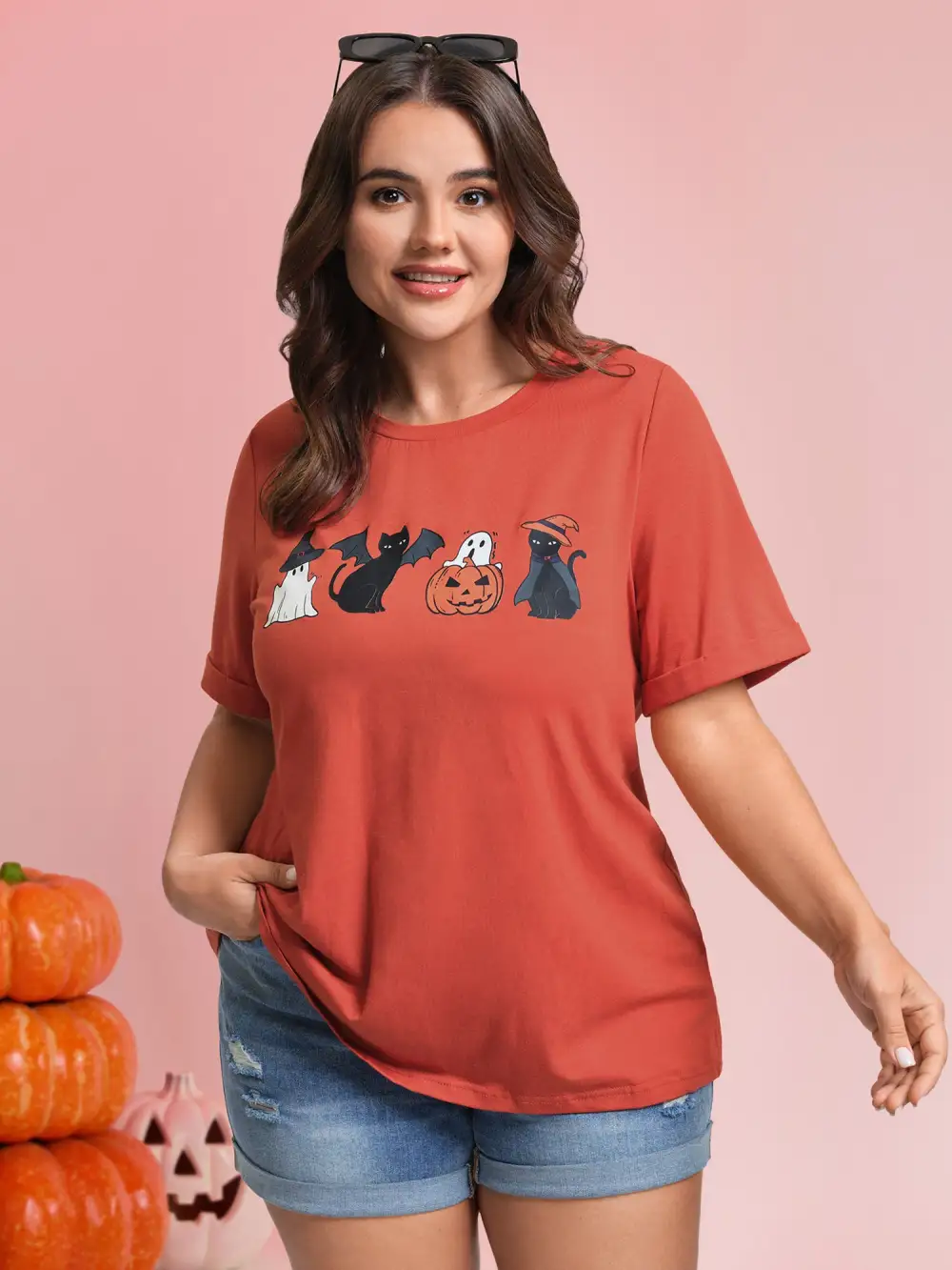 Spooky Print Round Neck T-Shirt