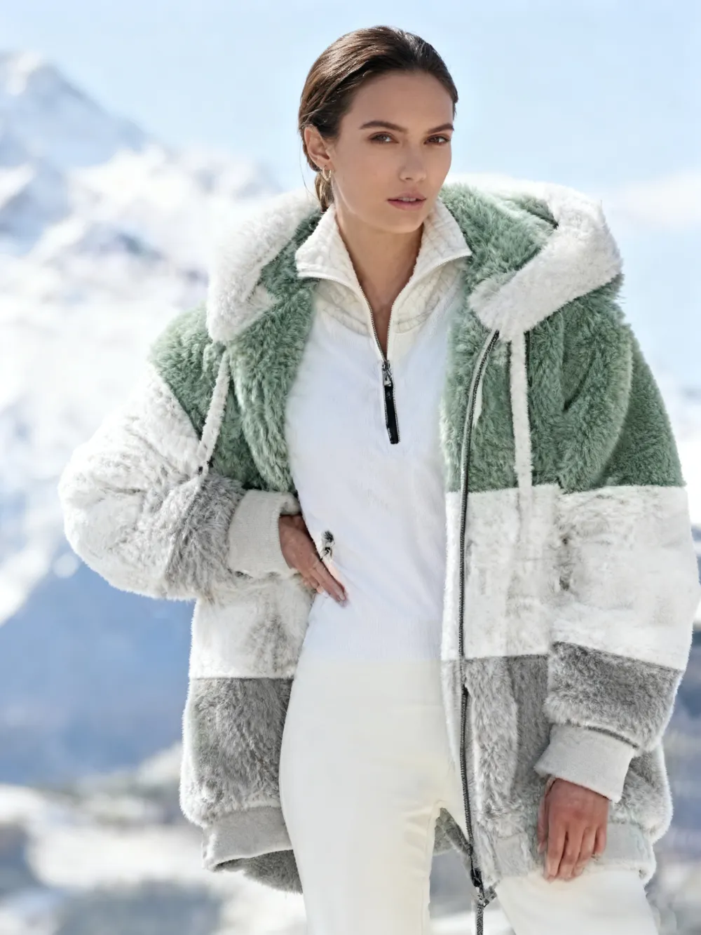 Women's Fleece Jacket Teddy Coat Hoodie Jacket Warm Breathable Zipper Pocket Color Block Fleece Lined Casual Stripe Vacation Street Daily Wear Going out Zipper Regular Hoodie Regular Fit Long Sleeve