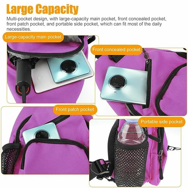 Men's Women's Shoulder Bag Chest Bag Oxford Cloth Shopping Daily Zipper Adjustable Large Capacity Waterproof Color Block Black White Yellow