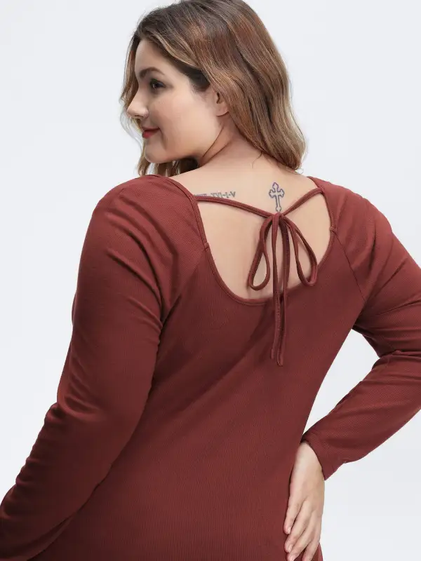 Stretchy Velvety Feel Back Detail T-Shirt