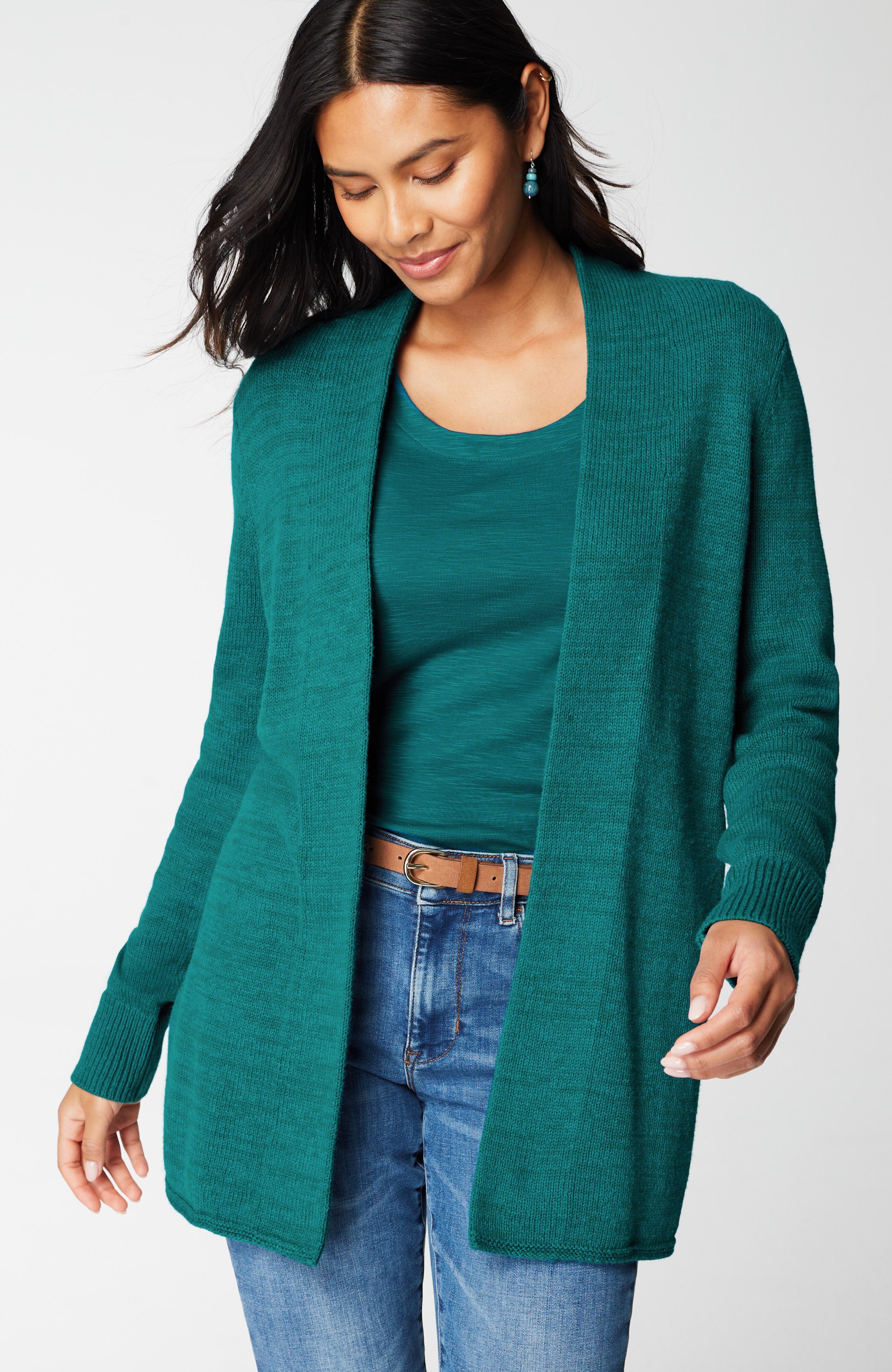 Open-Front Shawl-Collar Cardi