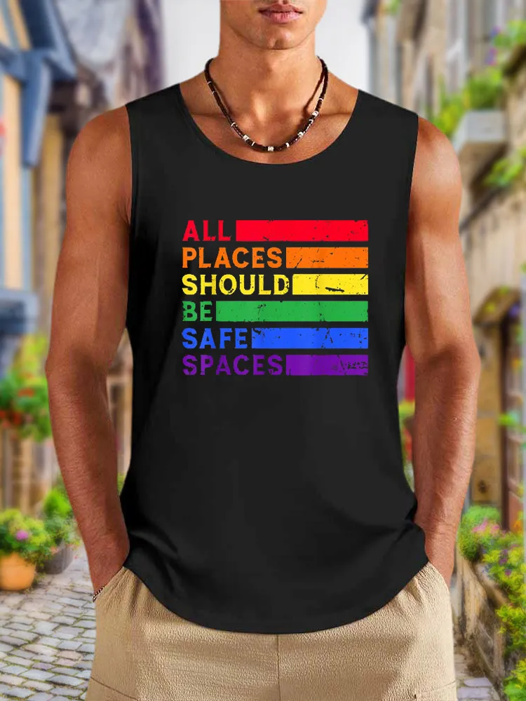 Men'S Vests All Places Should Be Safe Spaces Gay Ally LGBTQ Pride Month