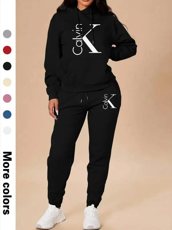 Women's Casual Hooded Sweatshirt Set