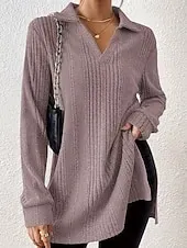 Women's T Shirt Tee Top Plain Fashion Modern Short Sleeve Shirt Collar Regular Tops Daily Going out Army Green Brown Fall Winter