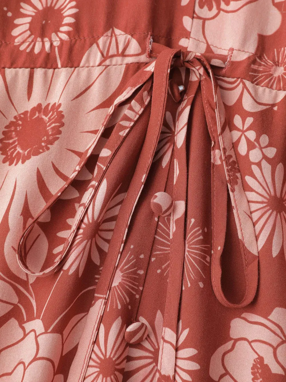 Floral Print Adjustable Waist-Tie Maxi Dress