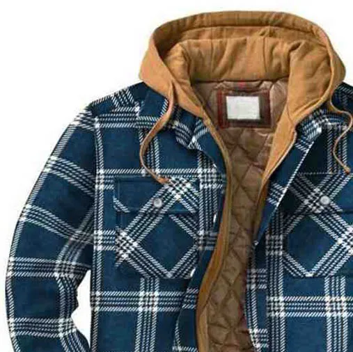 Checked Textured Chunky Hooded Jacket