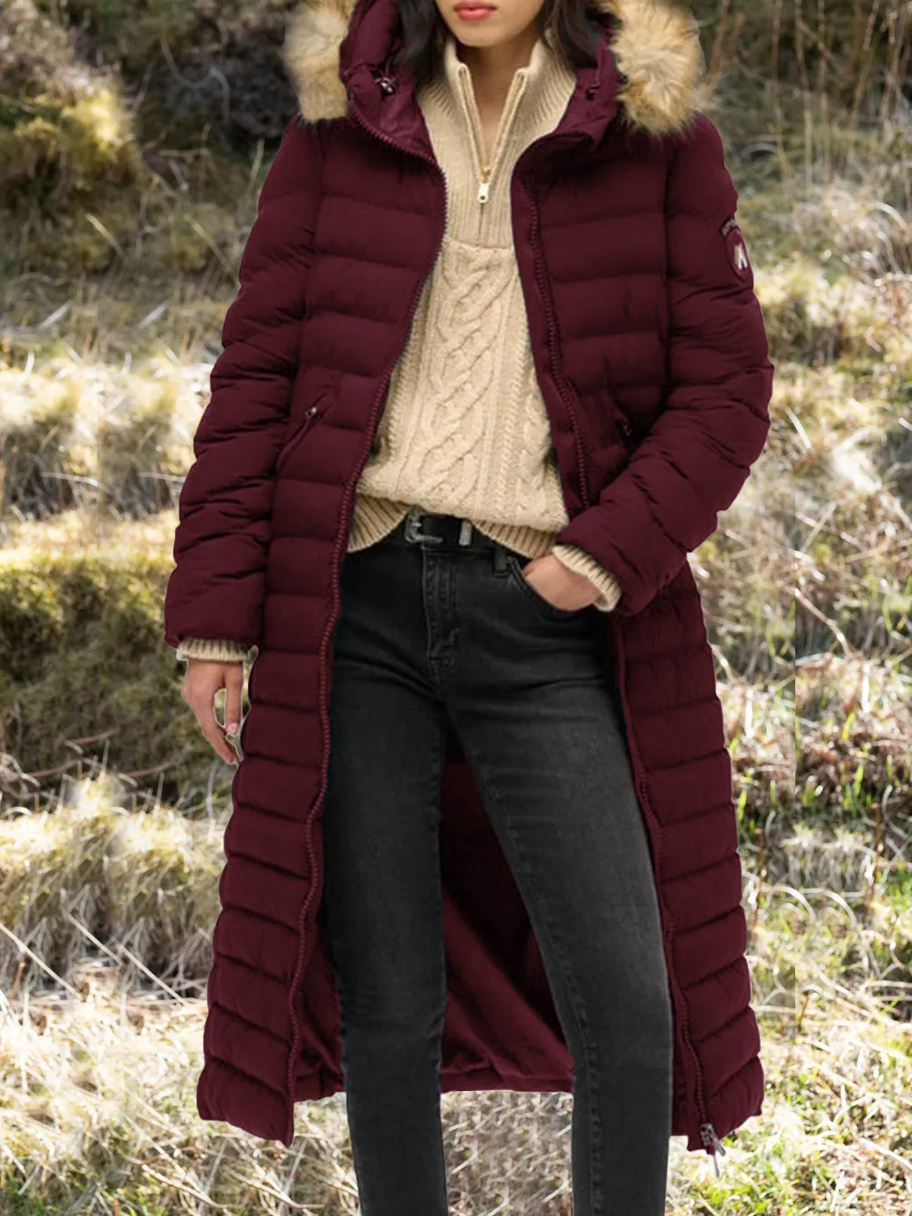 Superdry Fuji Faux Fur Hooded Longline Jacket