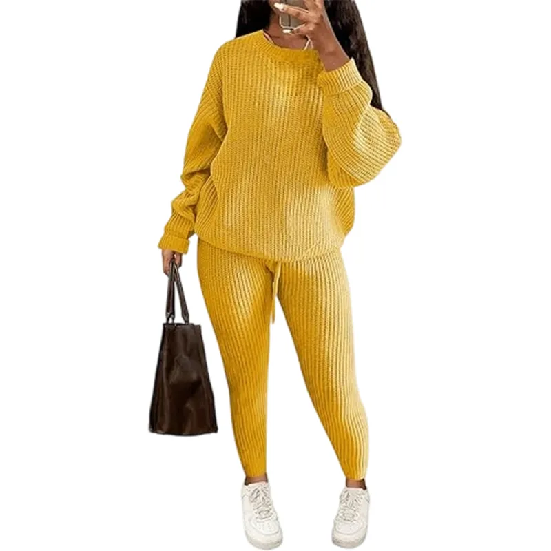 Women's Fall/Winter Solid 2-Piece Knit Set