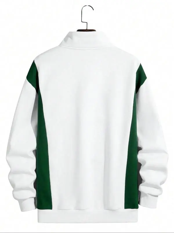 Men’s Colorblock Sweatshirt & Pants Set – Casual Fall & Winter Outfit