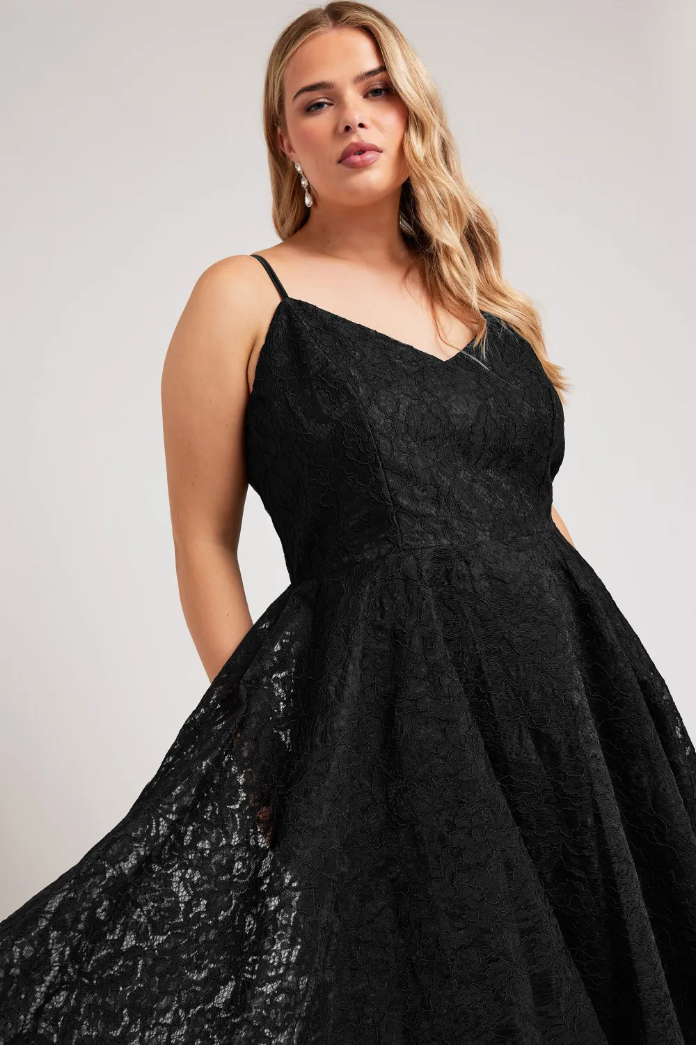 YOURS LONDON Curve Pink Lace Midi Prom Dress