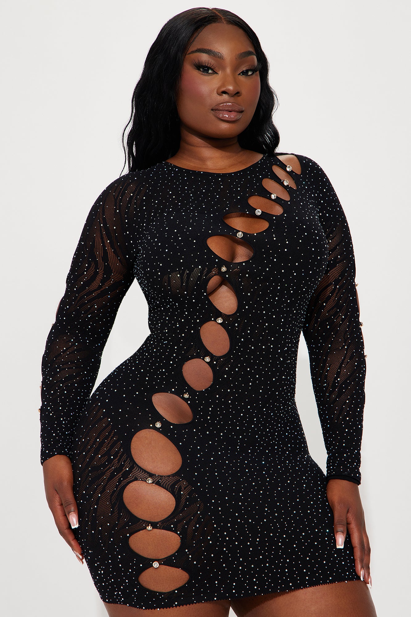 Tonight Only Embellished Seamless Mini Dress - Black