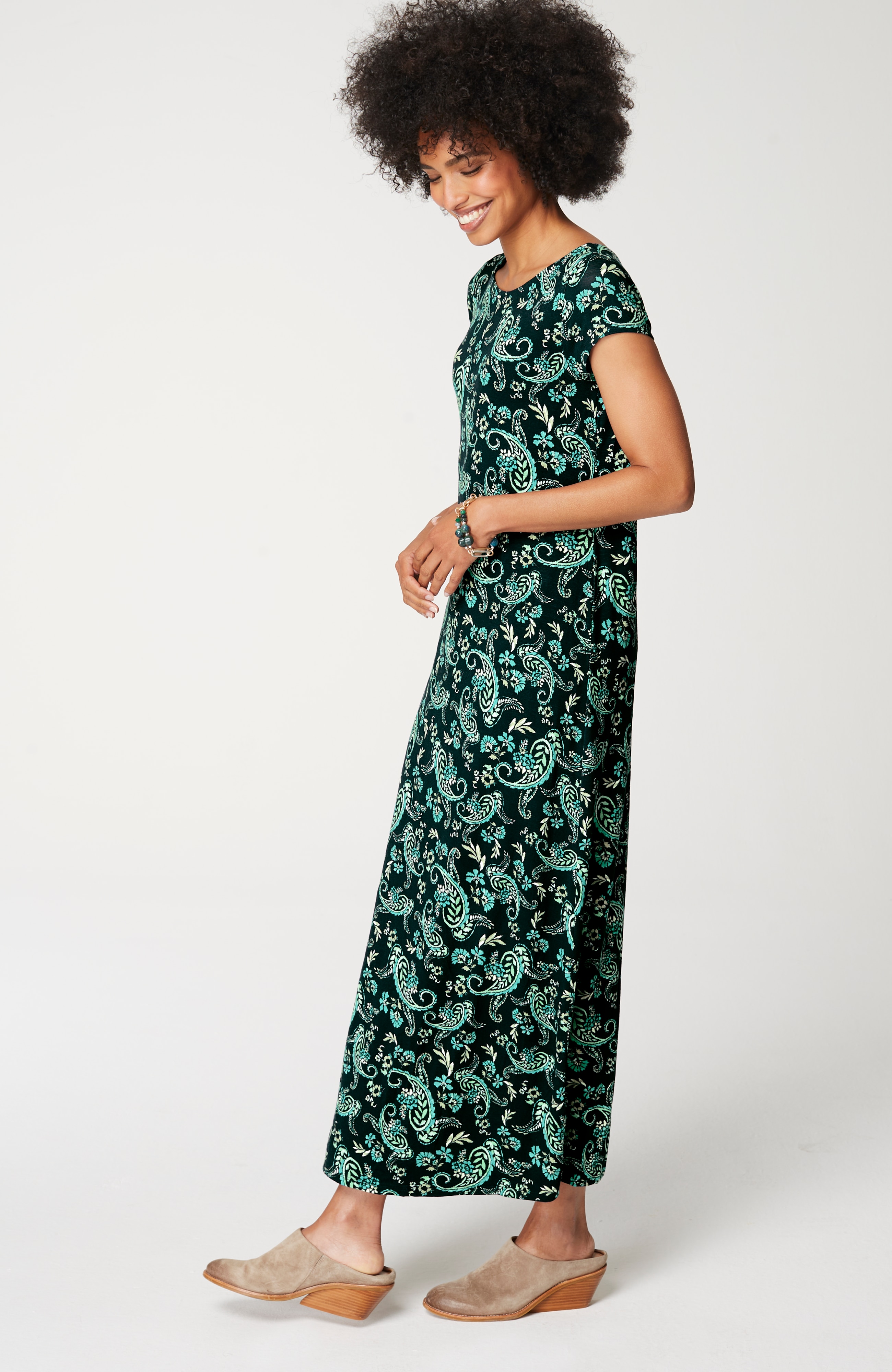 Pleated V-Back Maxi Dress