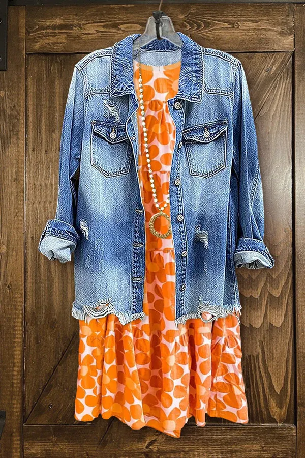 Cute Floral Print Ruffled Dress