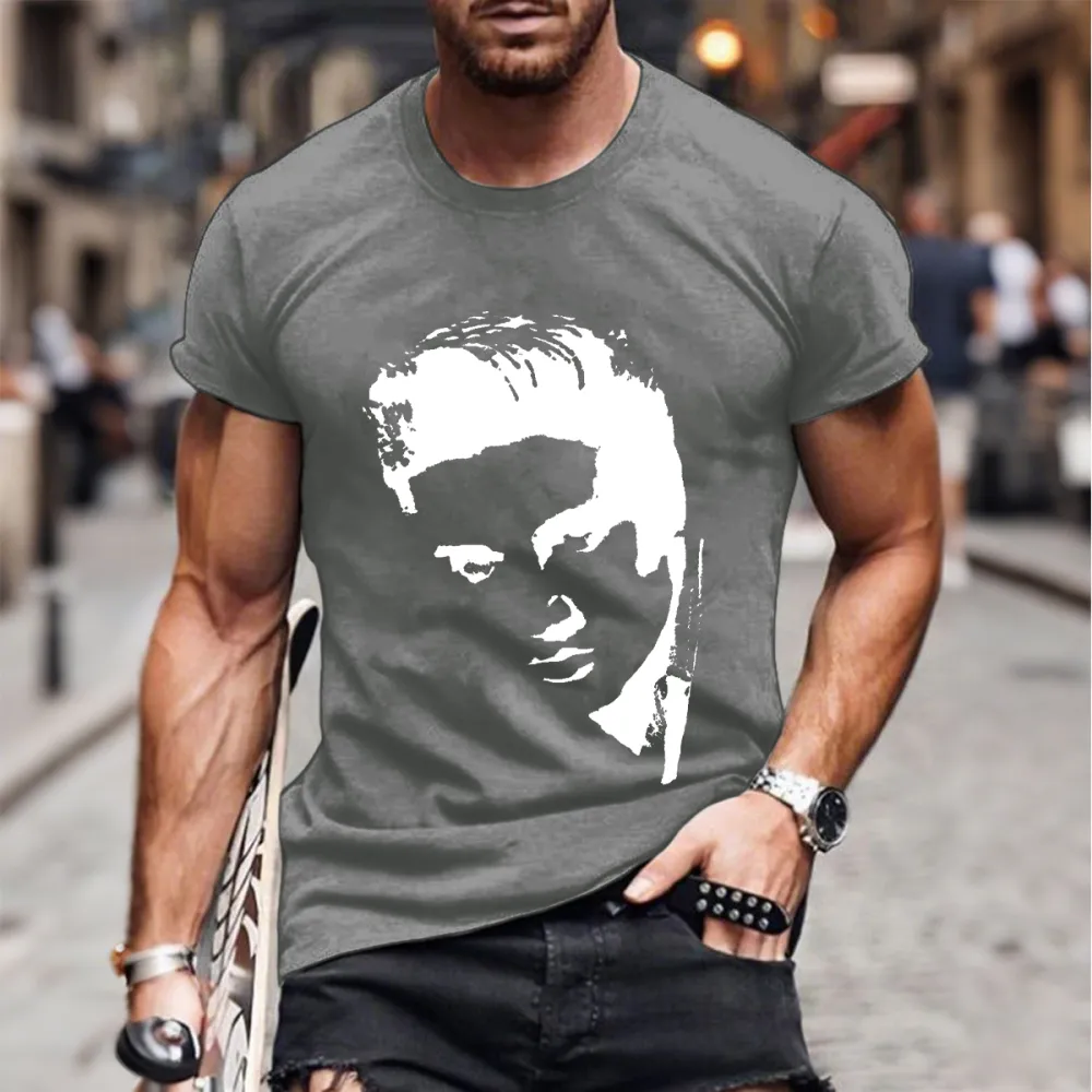 Men's Print Short Sleeve Round Neck Cotton T-Shirt