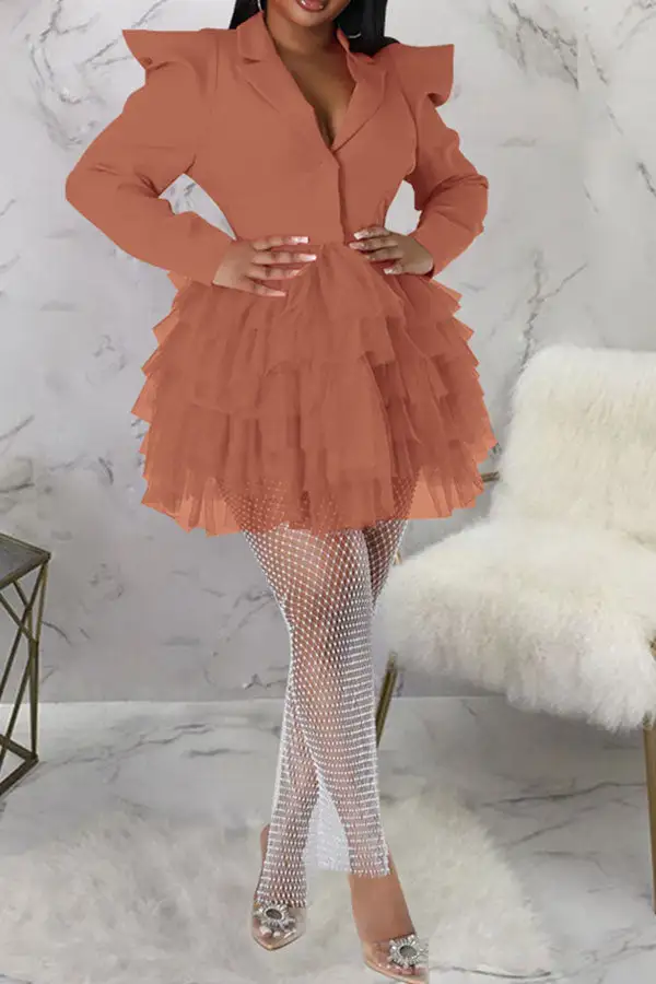 Mesh Patchwork Sweet Tiered Mini Dress
