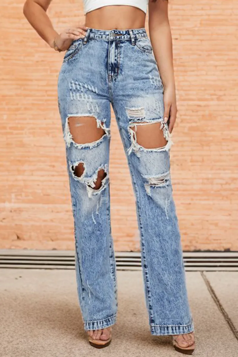 90s Vintage Thigh Distressed Baggy Jeans