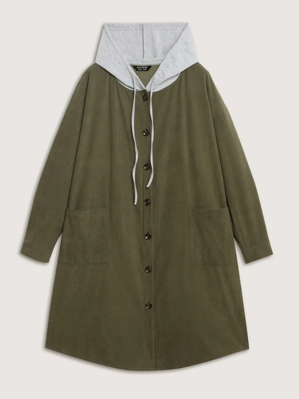 Hooded Button-Front Pockets Jacket