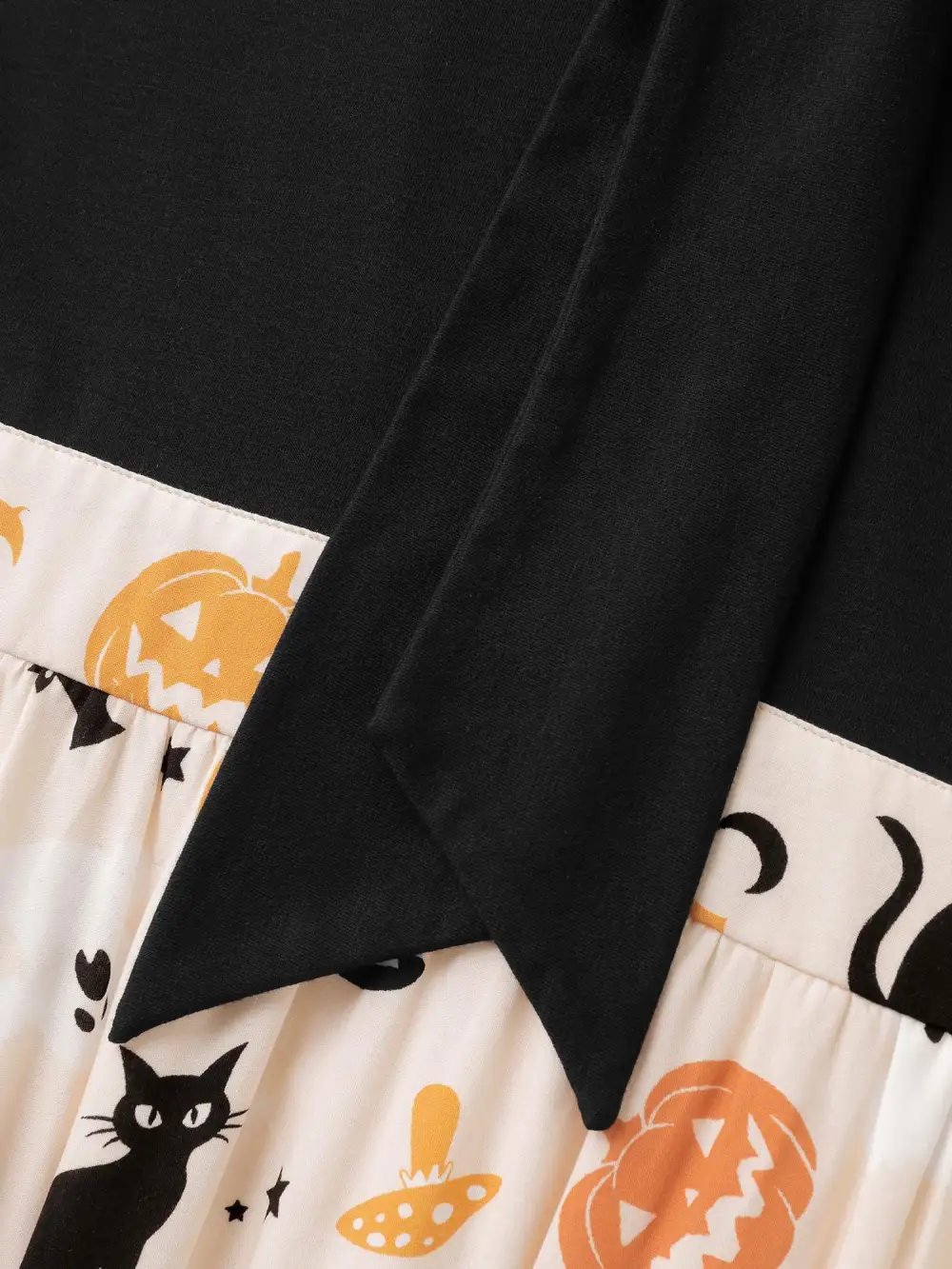 Halloween Print Spliced Neck-Tie Midi Dress