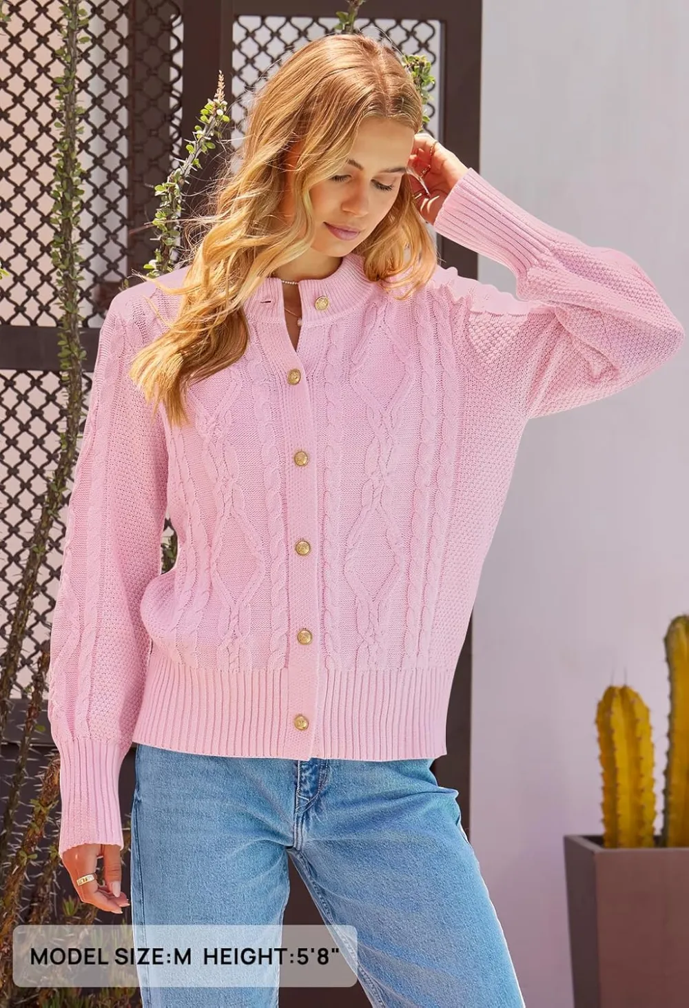 Women's 2024 Fall Long Sleeve Sweater Cardigan Cable Knit Open Front Button Outwear Coats