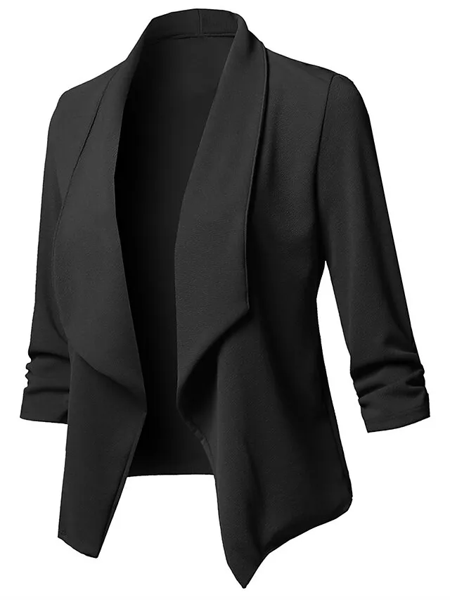 Women's Casual Jacket Work Street Daily Fall Winter Coat Regular Fit Warm Breathable Comtemporary Stylish Casual Jacket Long Sleeve Plain Slim Fit Black White Wine