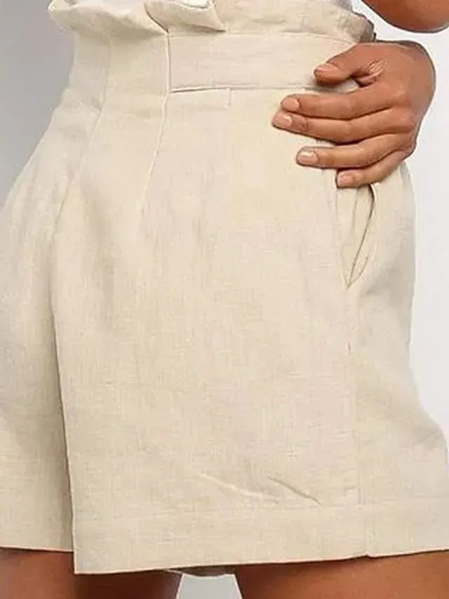 Women's Wide Leg Slacks Shorts Bermuda shorts Green Beige Black Mid Waist Basic Lightweight Casual Solid Colored S M L XL XXL / Slim