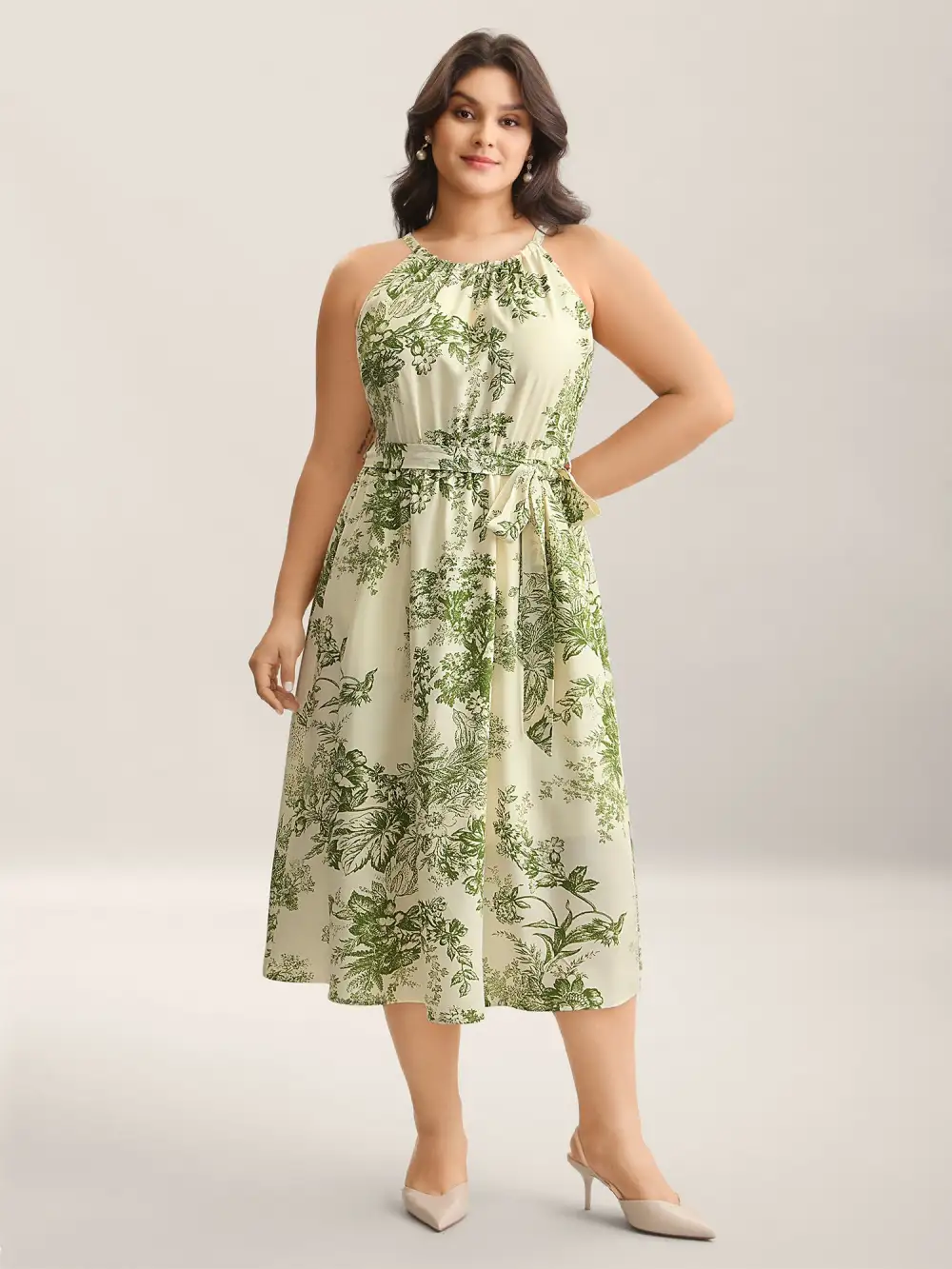 Spring Time Florals Sleeveless Midi Dress