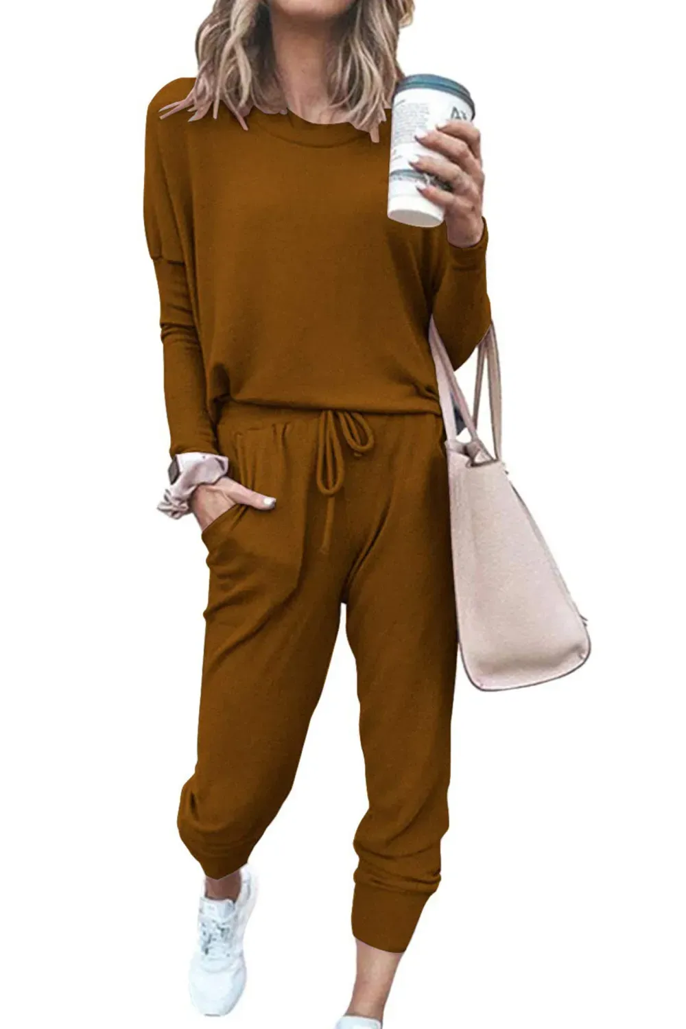 2025 Hot Sale Women's Fall Crewneck Pullover Tops And High Waisted Pants Lounge Set