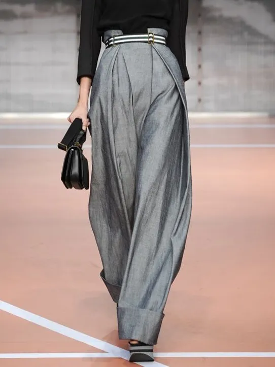 Urban Wide Leg Loose Pleated Casual Pants Bottoms