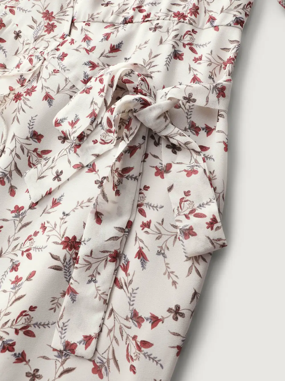 Chiffon Floral Wrap Ruffled Mini Dress