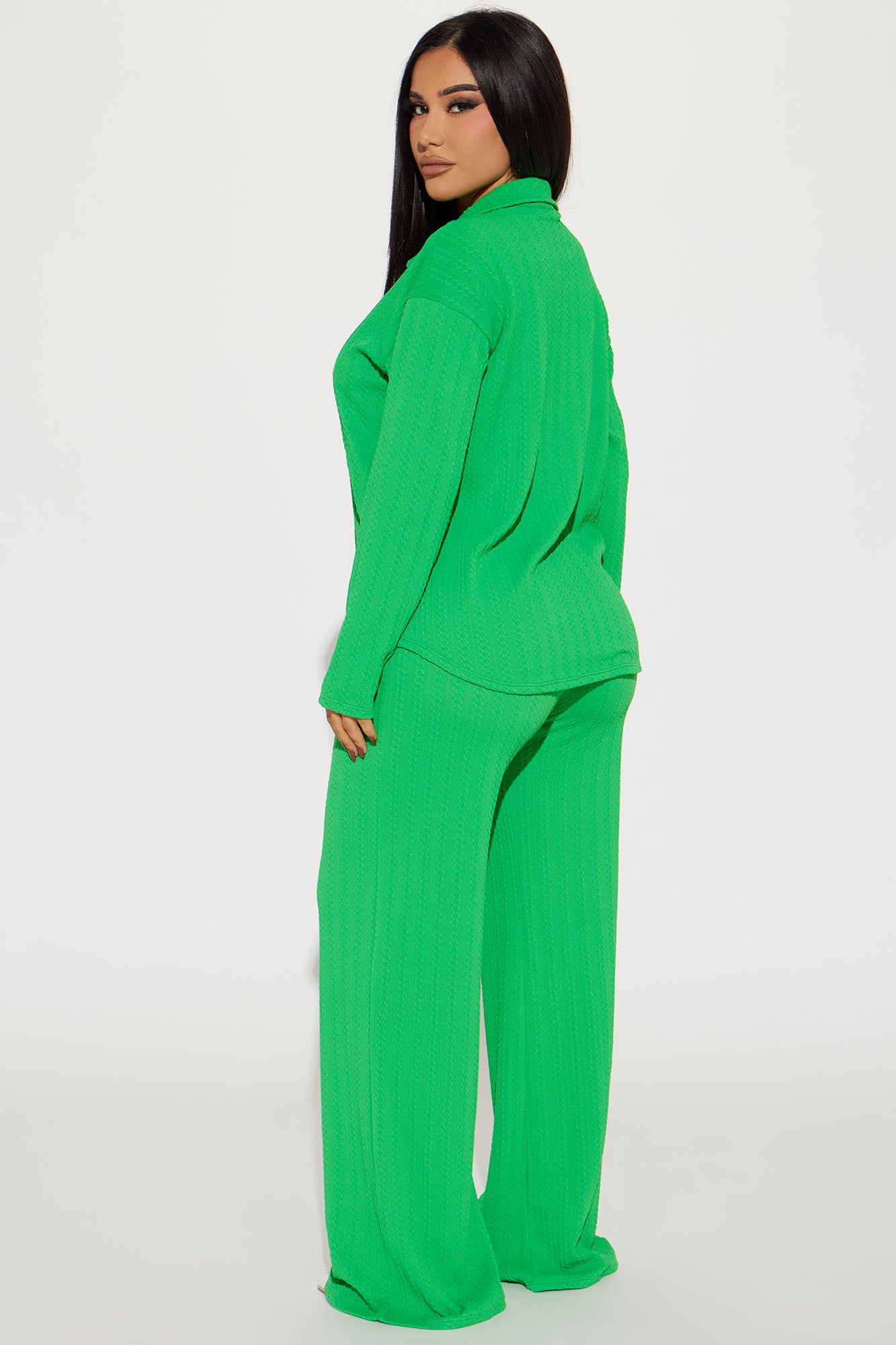 Everlasting Textured Pant Set - Green