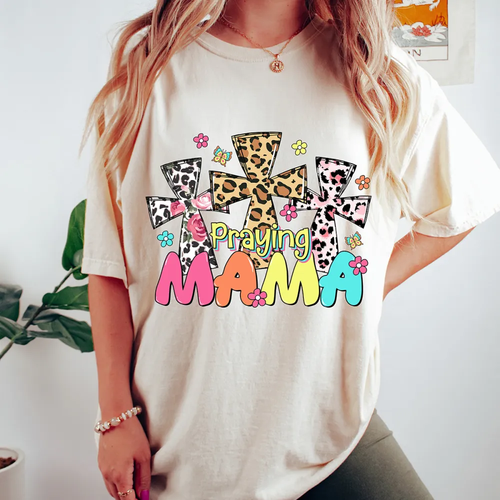 Praying Mama Printed Round Neck Short Sleeve T-Shirt