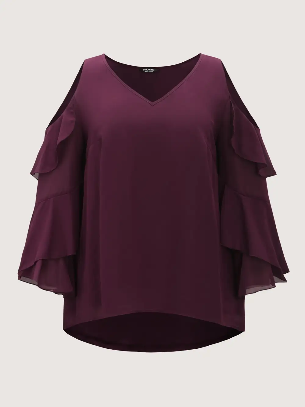 Ruffled Cut-Out Shoulder Flowy Blouse