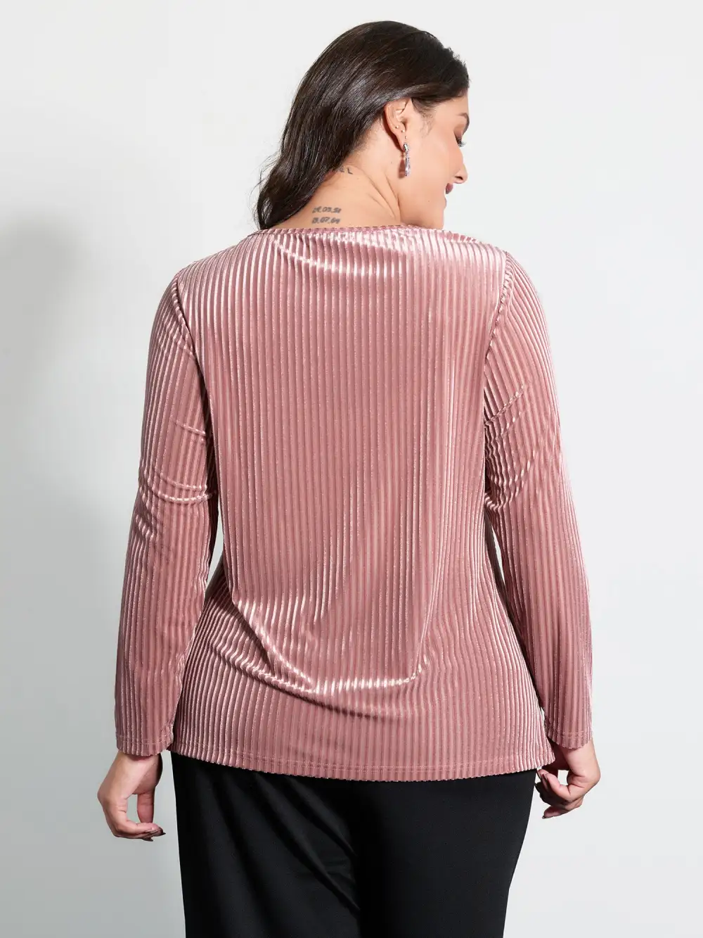 Velvet Laser Cut Stripe Sheer T-Shirt