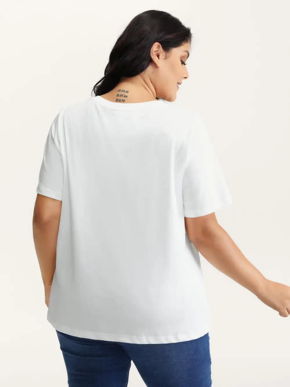 Stretchy V-Neck Solid T-Shirt