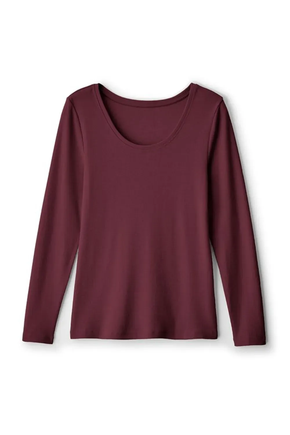 Rib Knit Long Sleeve Scoop Neck Tee