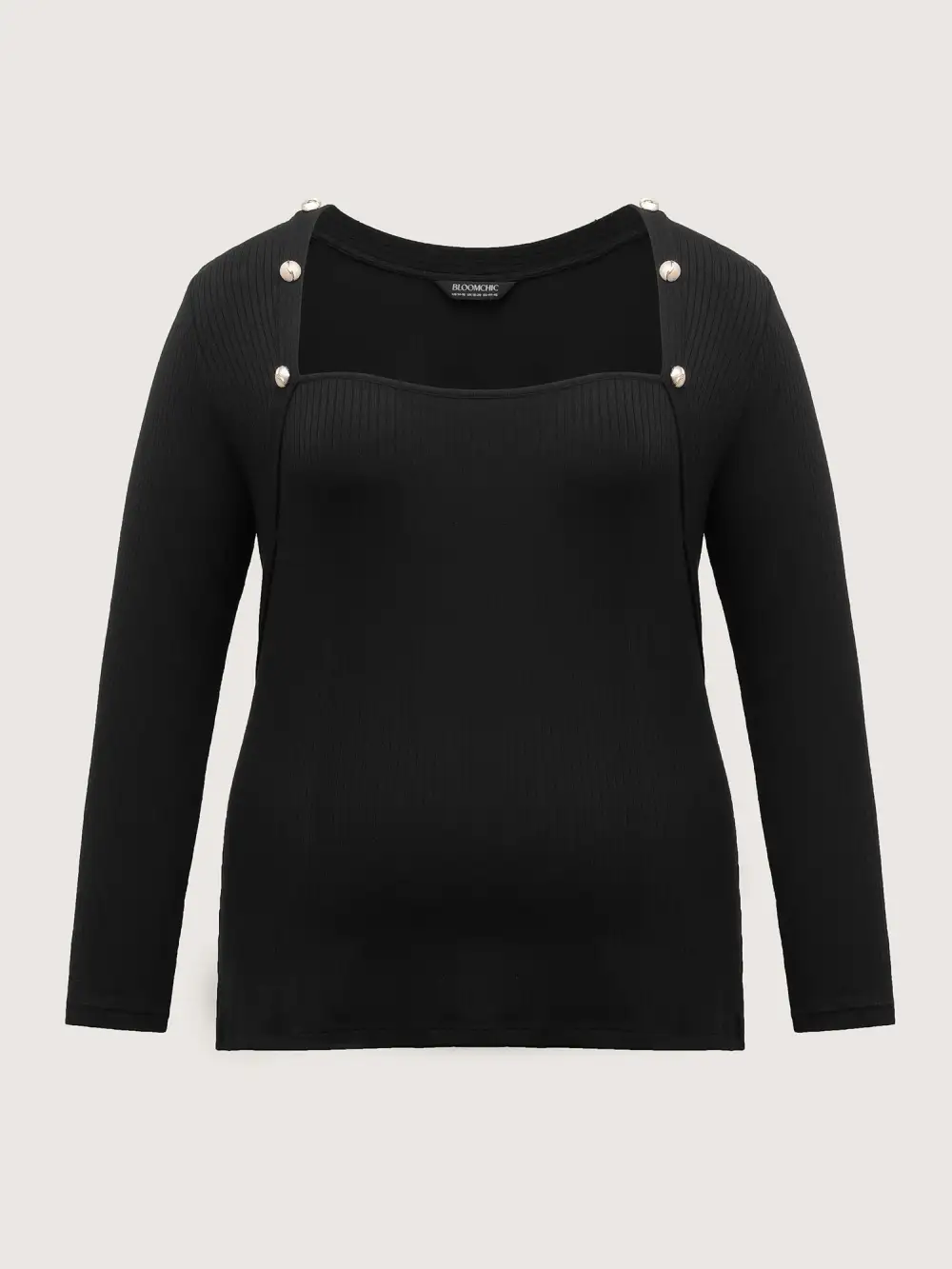 Supersoft Metallic Button Solid Knit Top