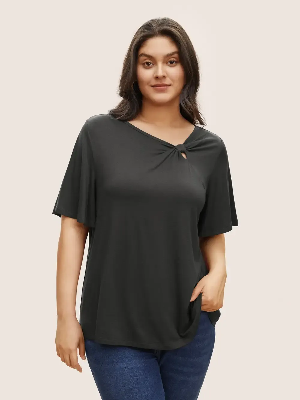 Supersoft Essentials Twist Front Asymmetrical Neck T-Shirt