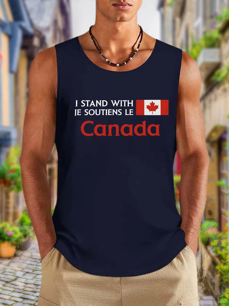 Men'S I Stand With Je Soutiens Le Canada Round Neck Cotton Vest