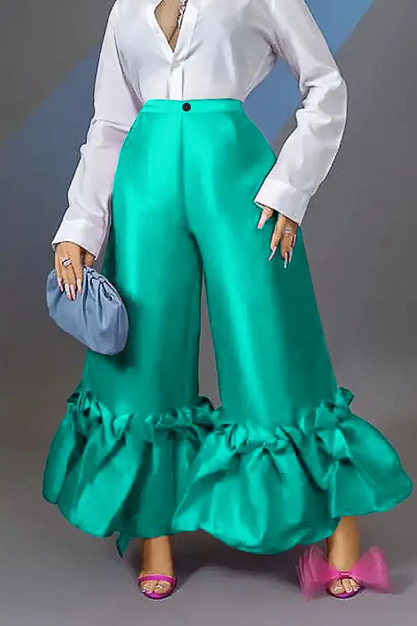  Sweet Ruffle Bell Bottoms Pants