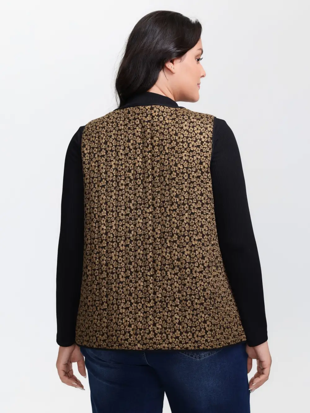 Floral Print Three Ties Quilted Vest