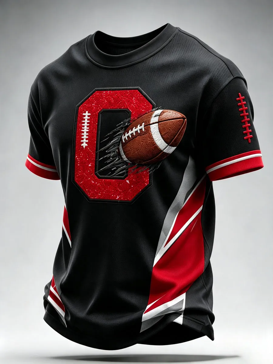 Men's Football Print Casual T-Shirt