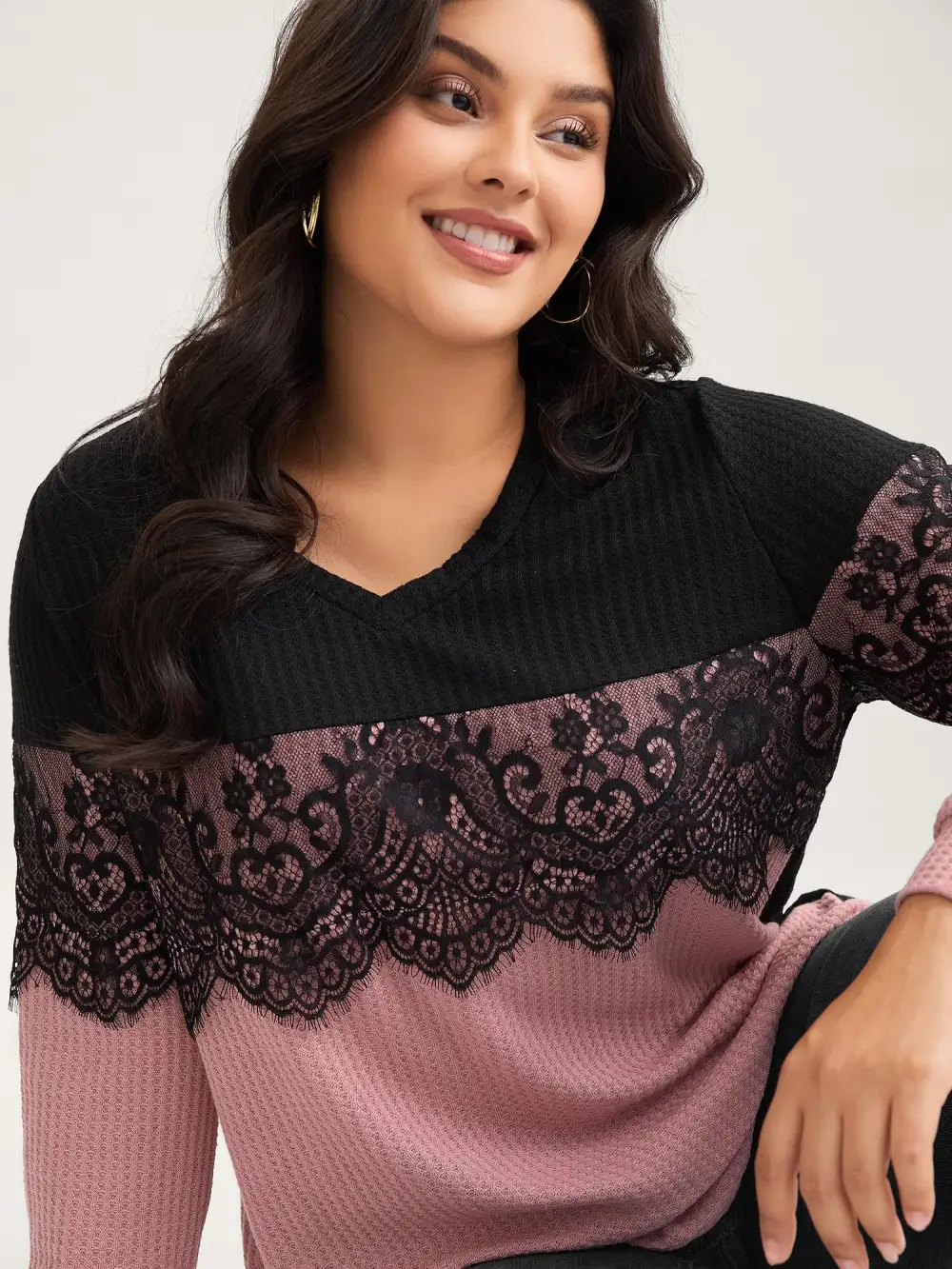 Crochet Lace Mesh Contrast Patchwork Top
