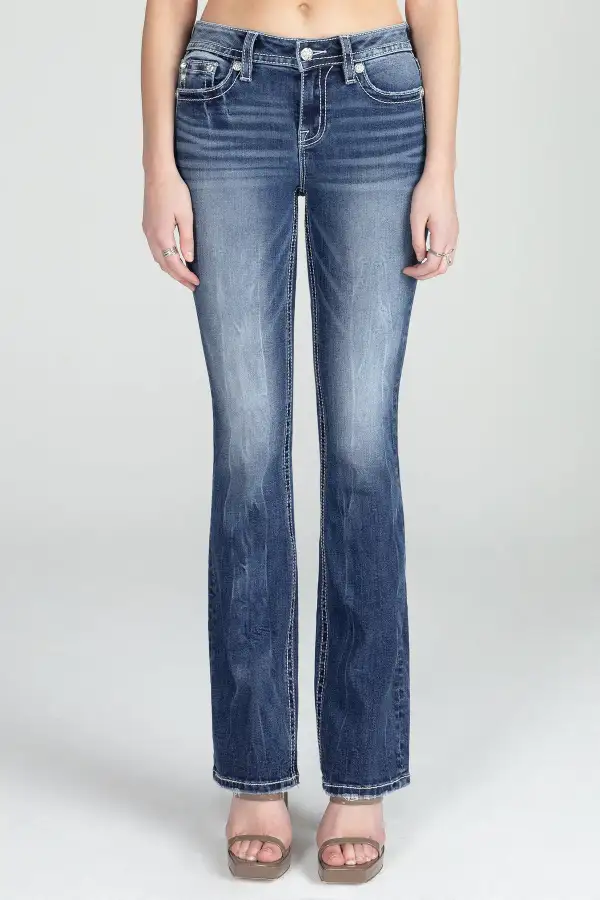 Geometric Braid Cross Stitch Bootcut Denim