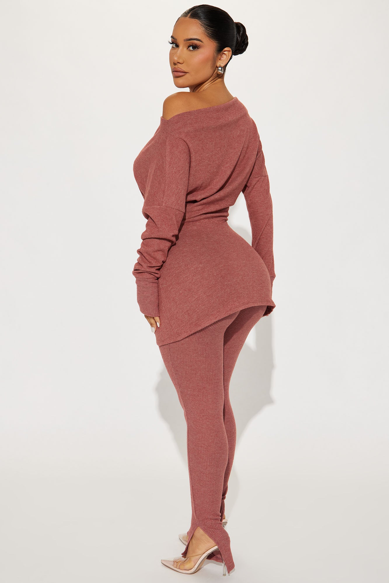 Tara Twist Front Pant  Set - Mauve