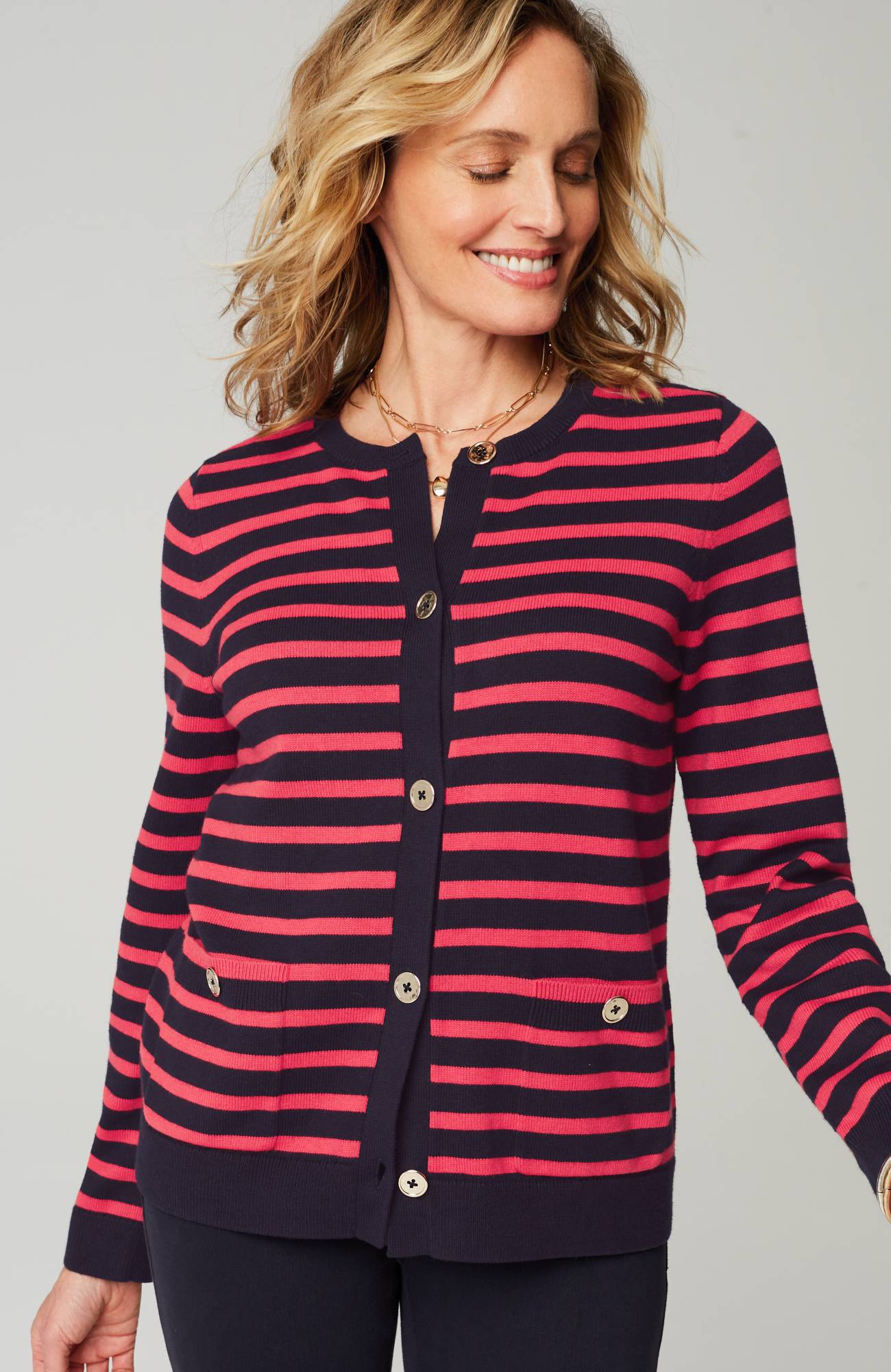 wearever button-front striped cardi