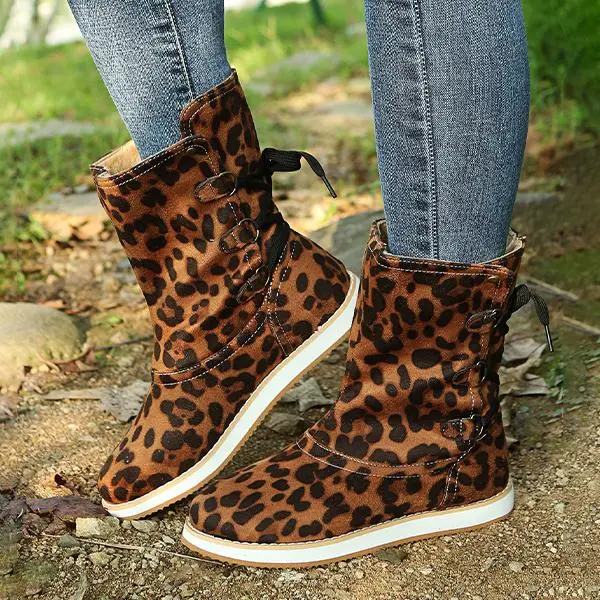 Women's Casual Lace-Up Flat Mid-Cut Snow Boots 10419158S