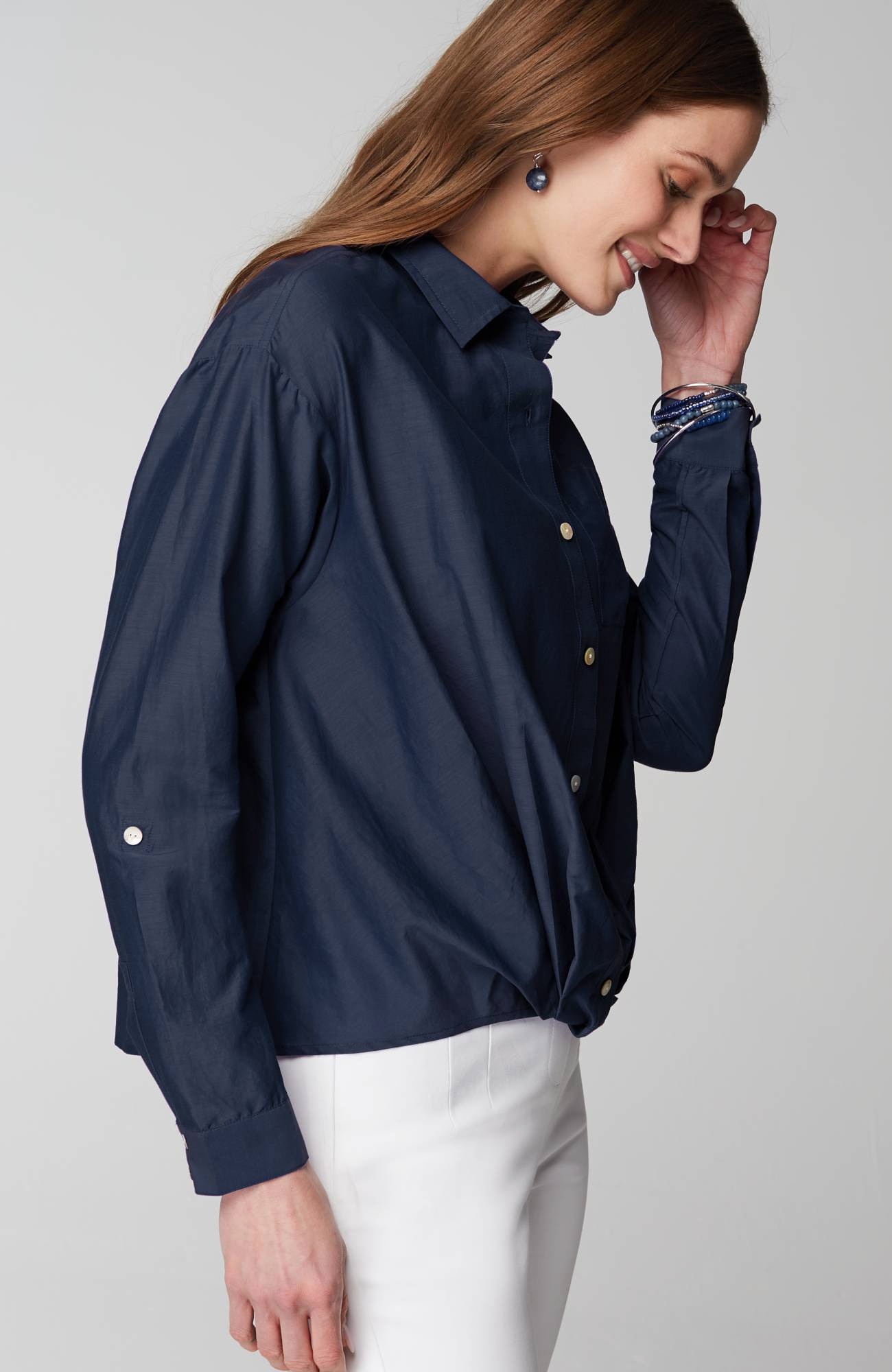 Cotton-Silk Twist-Front Top