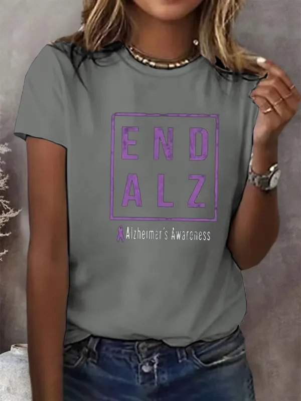 Alzheimer'S Awareness Print Casual T-Shirt