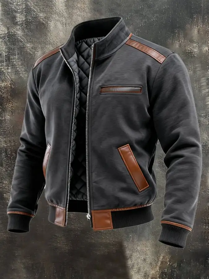 Men's Vintage Suede and Leather Multi-Pocket Outdoor Jacket